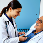 AI in Healthcare Consultation**

"A compassionate doctor, fully clothed in a professional white coat, consults with an elderly Italian patient in a bright, modern hospital room. A friendly AI assistant on a tablet displays relevant medical information. Appropriate content, safe for work, emphasizing patient care, perfect anatomy, well-formed hands, professional medical setting, family-friendly."

**